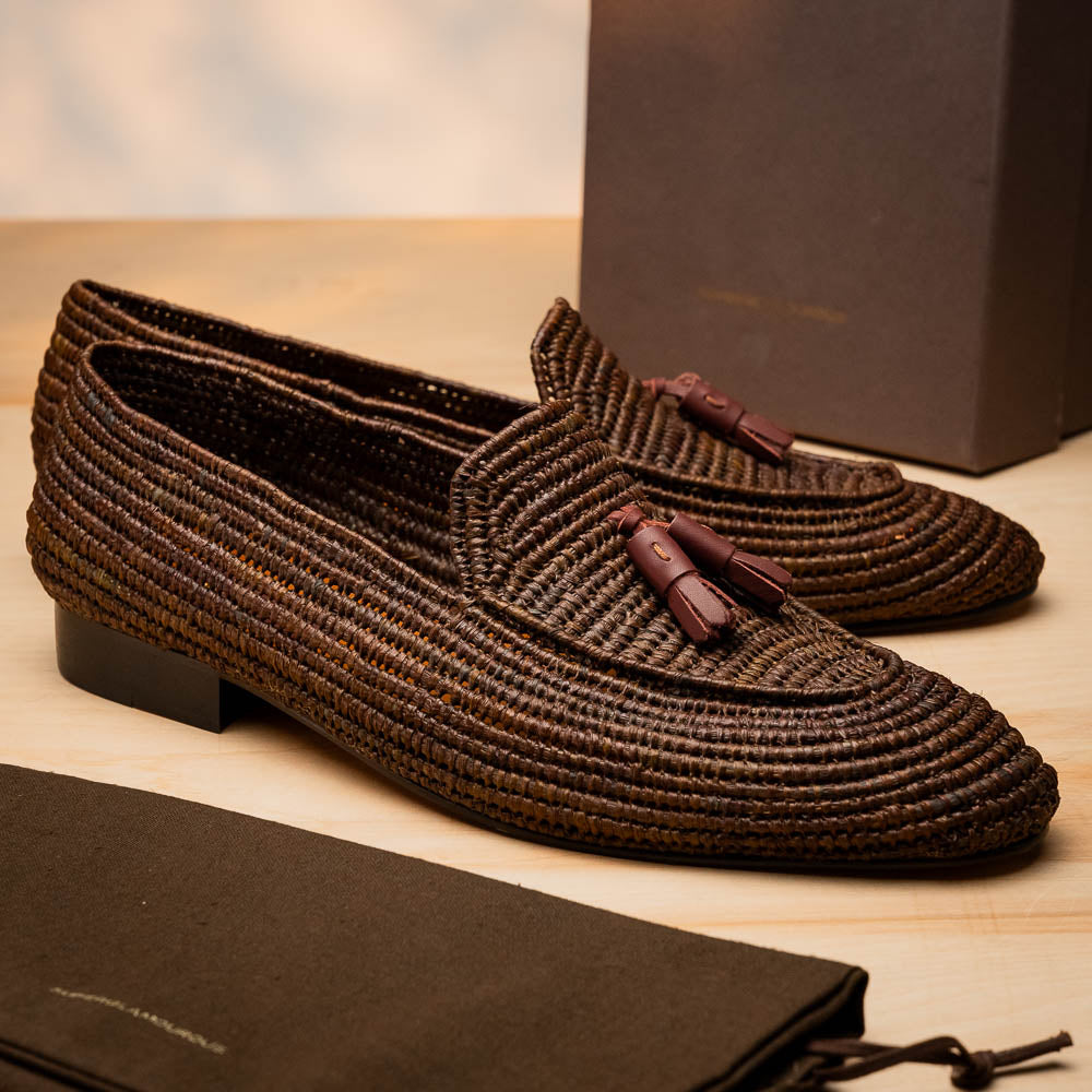 Superglamourous Melilla Rafia Loafers Brown