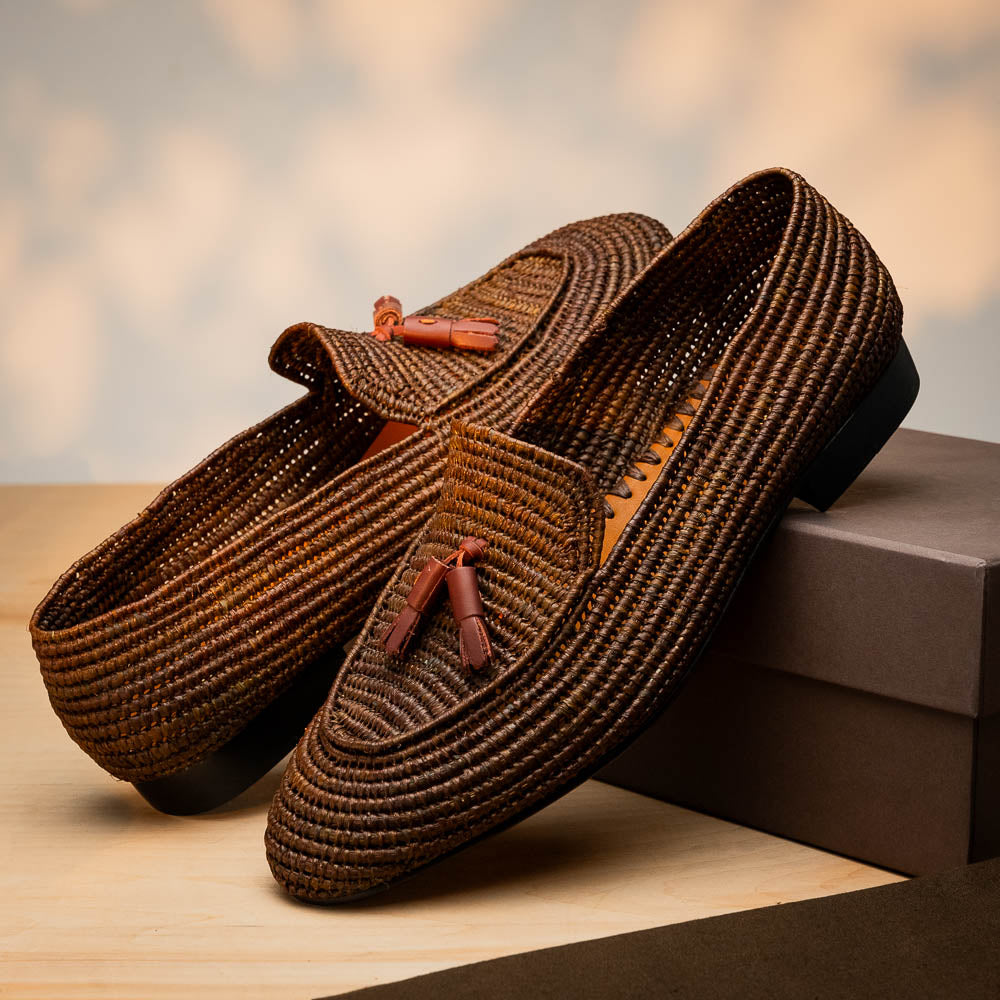Superglamourous Melilla Rafia Loafers Brown