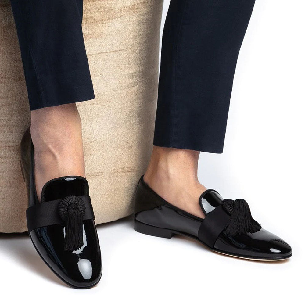 Superglamourous Agadir Patent Slippers Black