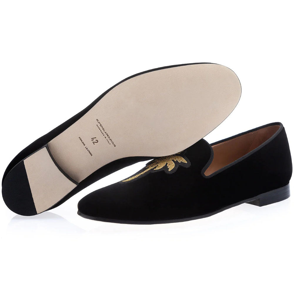 Superglamourous Bonito Velour Slippers Black