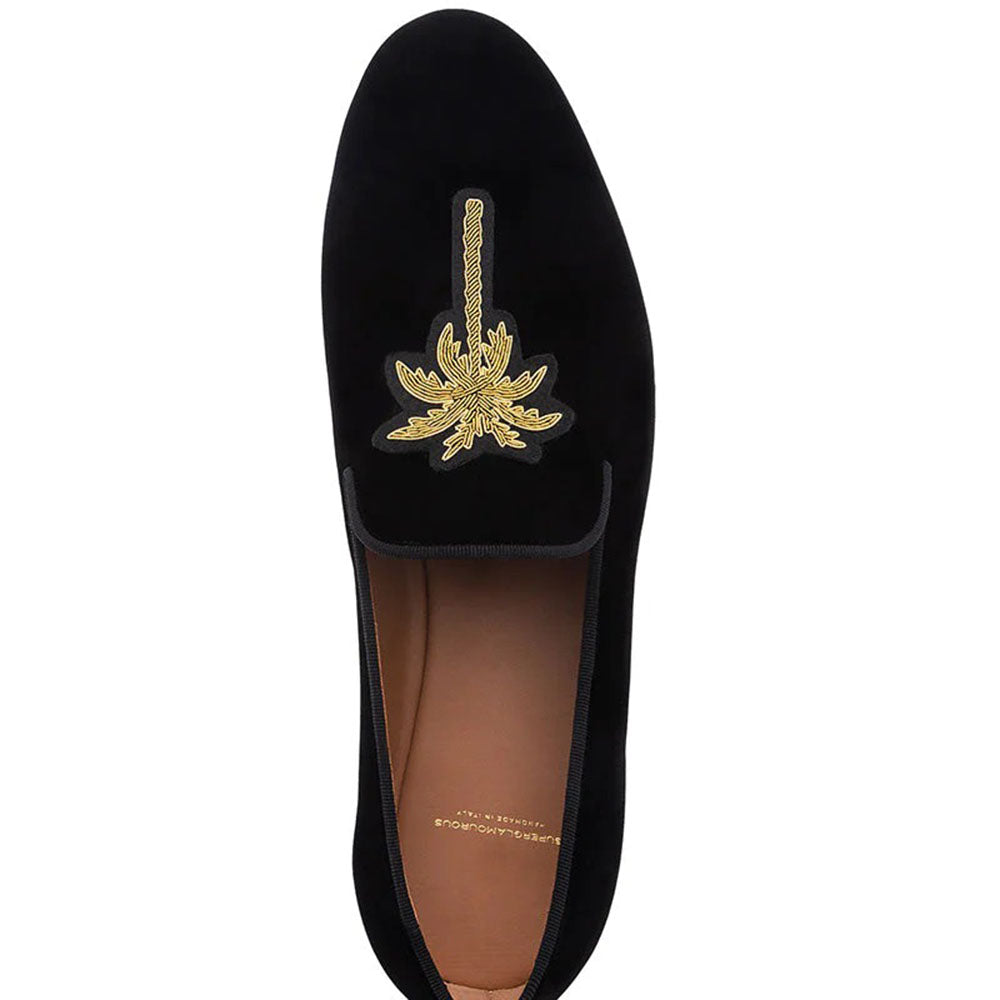 Superglamourous Bonito Velour Slippers Black
