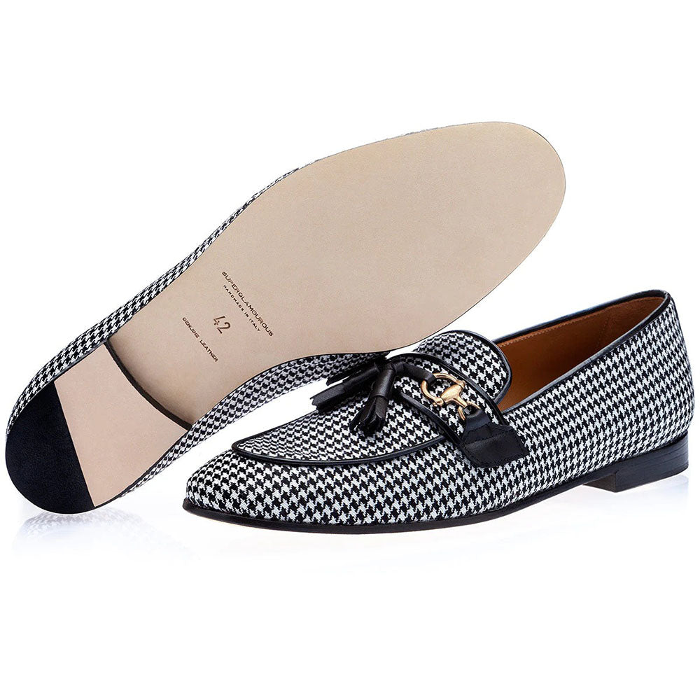 Superglamourous Bruno Houndstooth Slippers Black / White