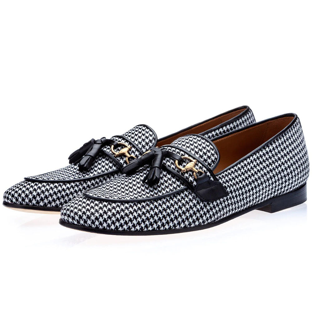Superglamorous Bruno Houndstooth Slippers Black / White