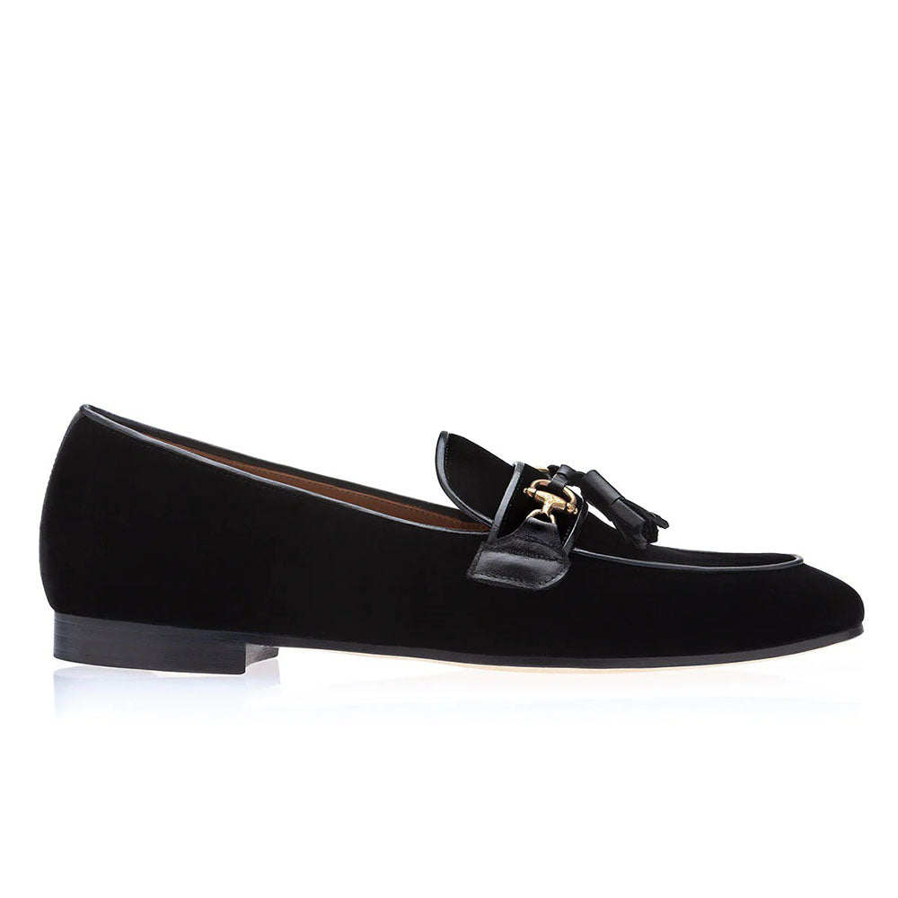 Superglamourous Bruno Velour Slippers Black