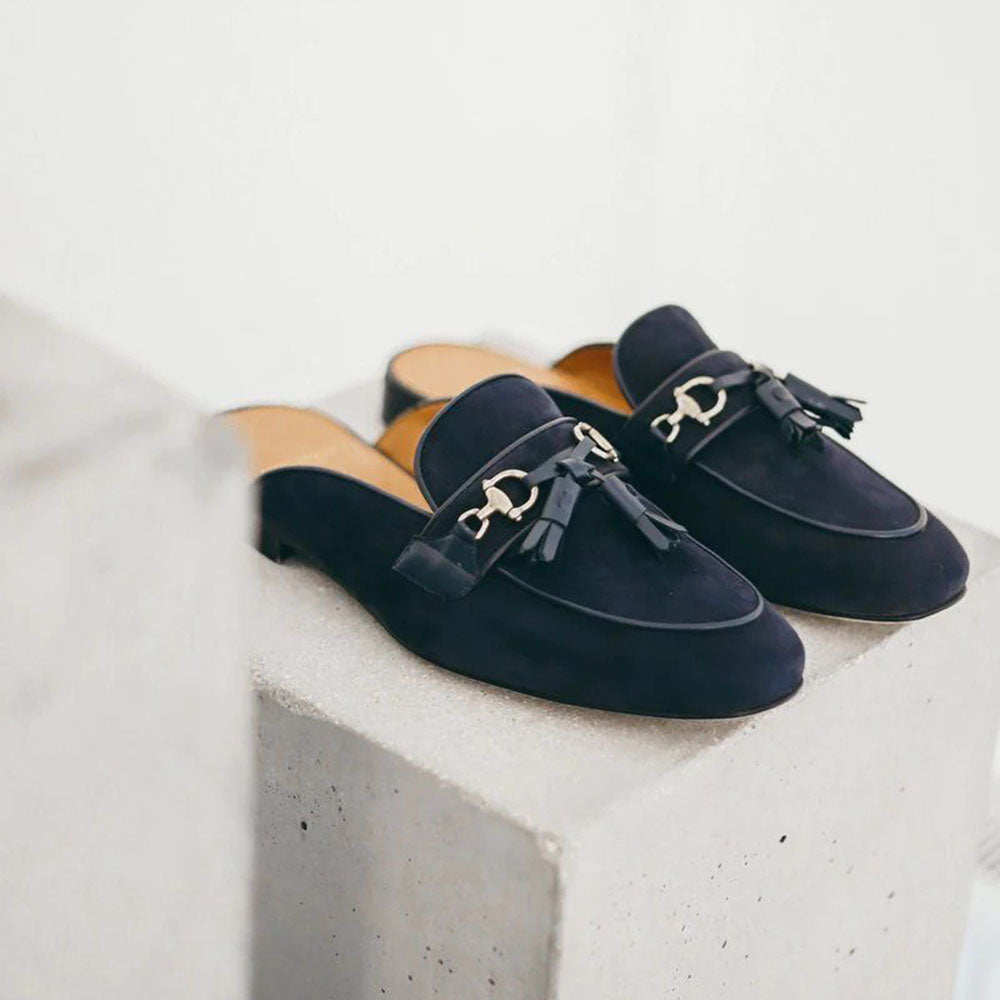 Superglamourous Bruno Velukid Mules Navy