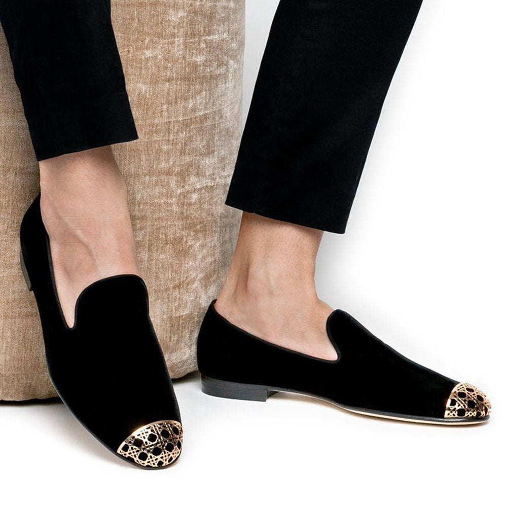Superglamourous Carraway Velour Slippers Black