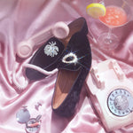 Superglamourous Divine Velour Slippers Black