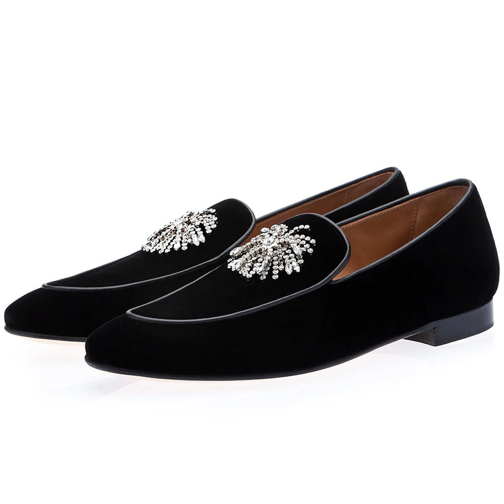 Superglamorous Divine Velour Slippers Black