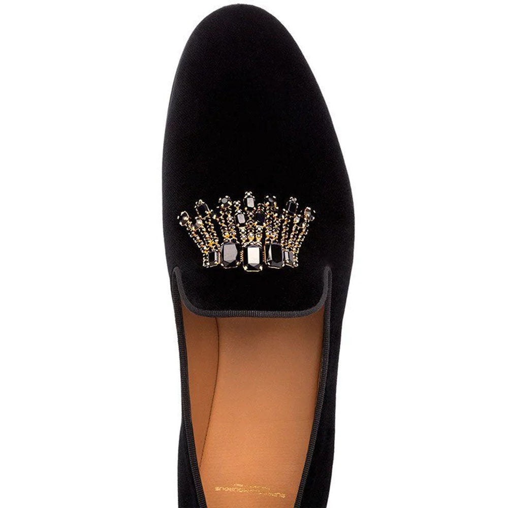 Superglamourous Gilles Velour Slippers Black