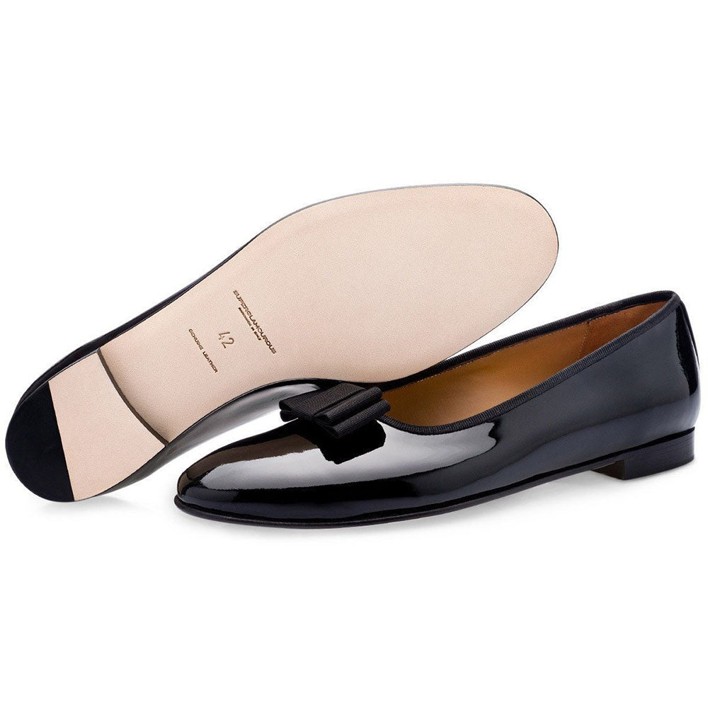 Superglamourous Grandbal Patent Slippers Black