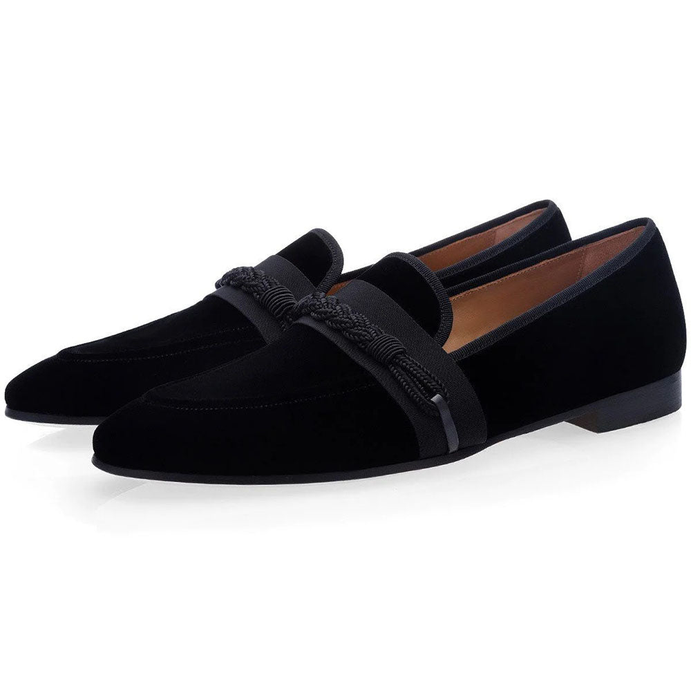 Superglamorous Honoré Velour Slippers Black