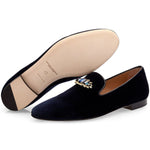 Superglamourous Joel Velour Slippers Navy