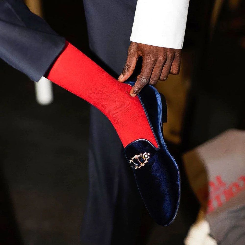 Superglamourous Joel Velour Slippers Navy