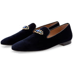 Superglamorous Joel Velour Slippers Navy