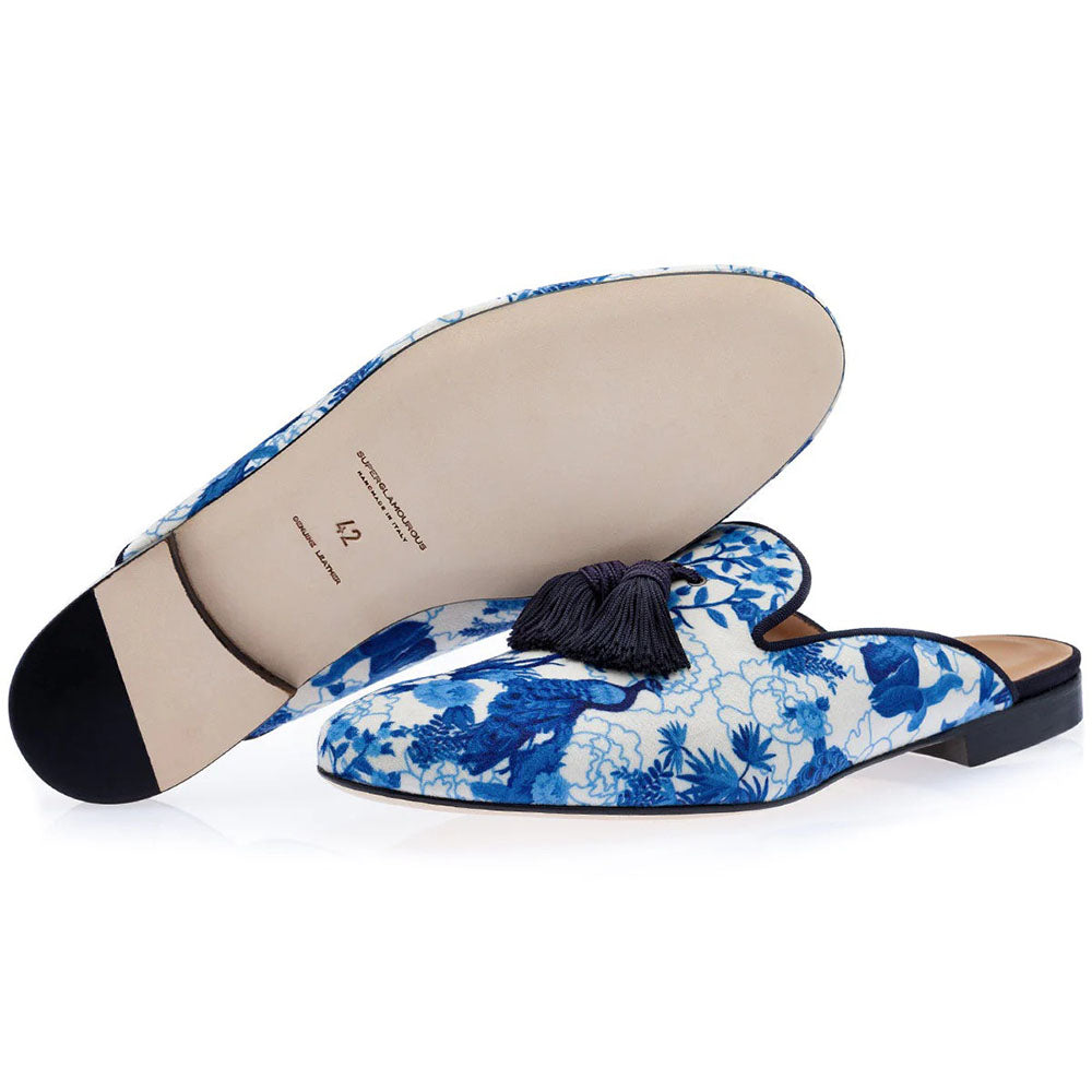Superglamourous Louis Chinoise Mules Navy