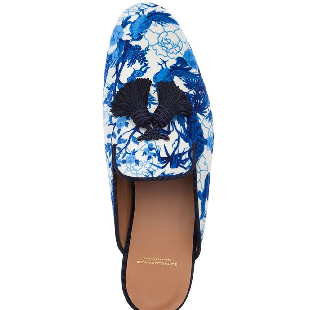 Superglamourous Louis Chinoise Mules Navy
