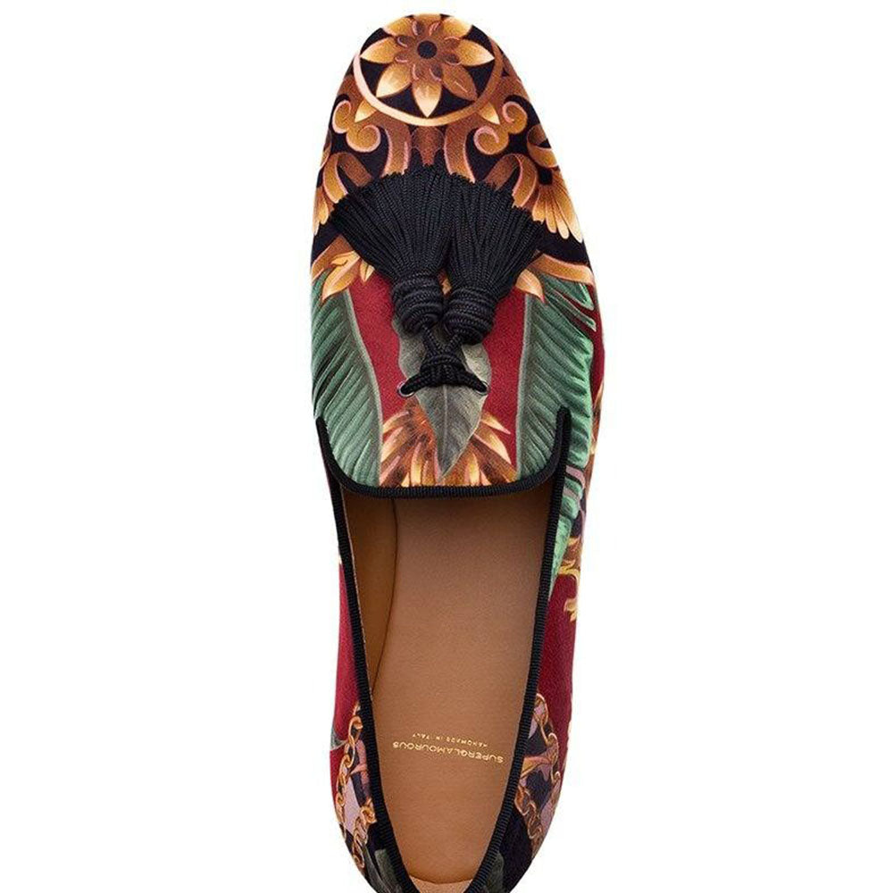 Superglamourous Louis Philodendron Slippers Red