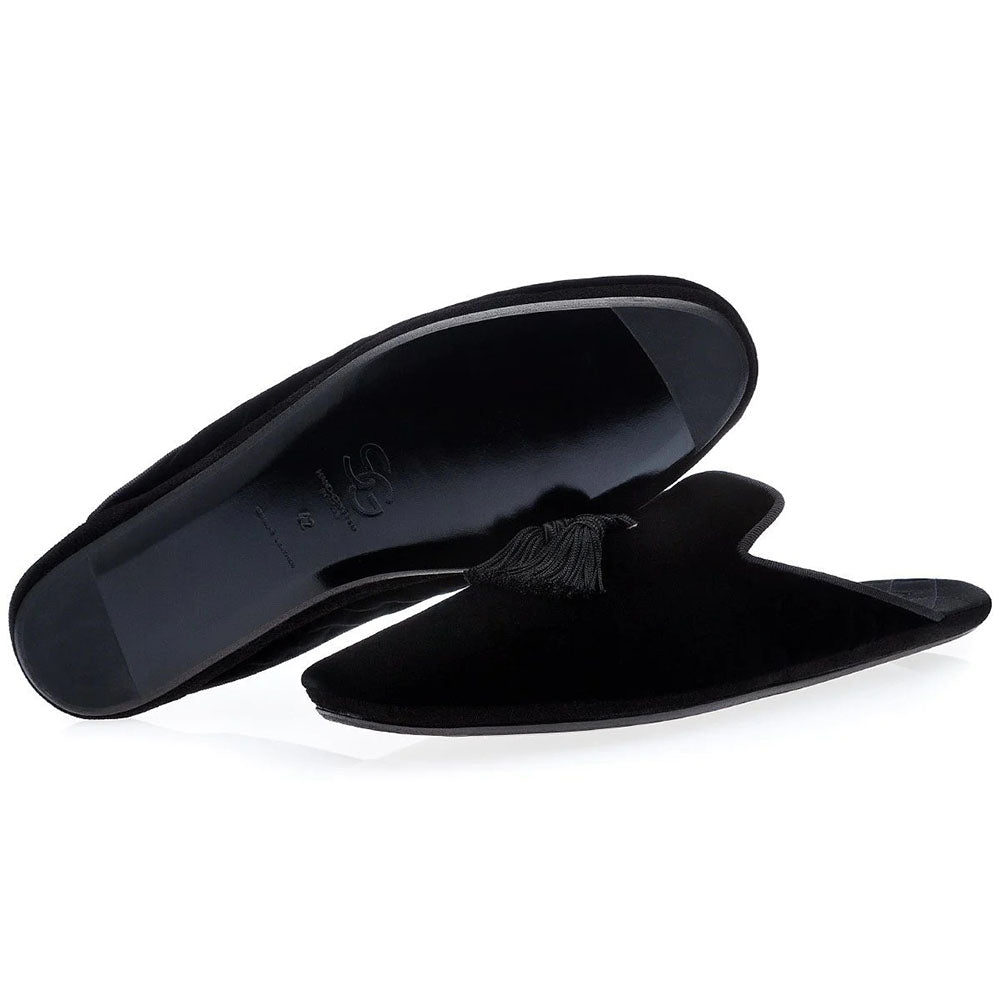 Superglamourous Louis Velour Lounge Slippers Black