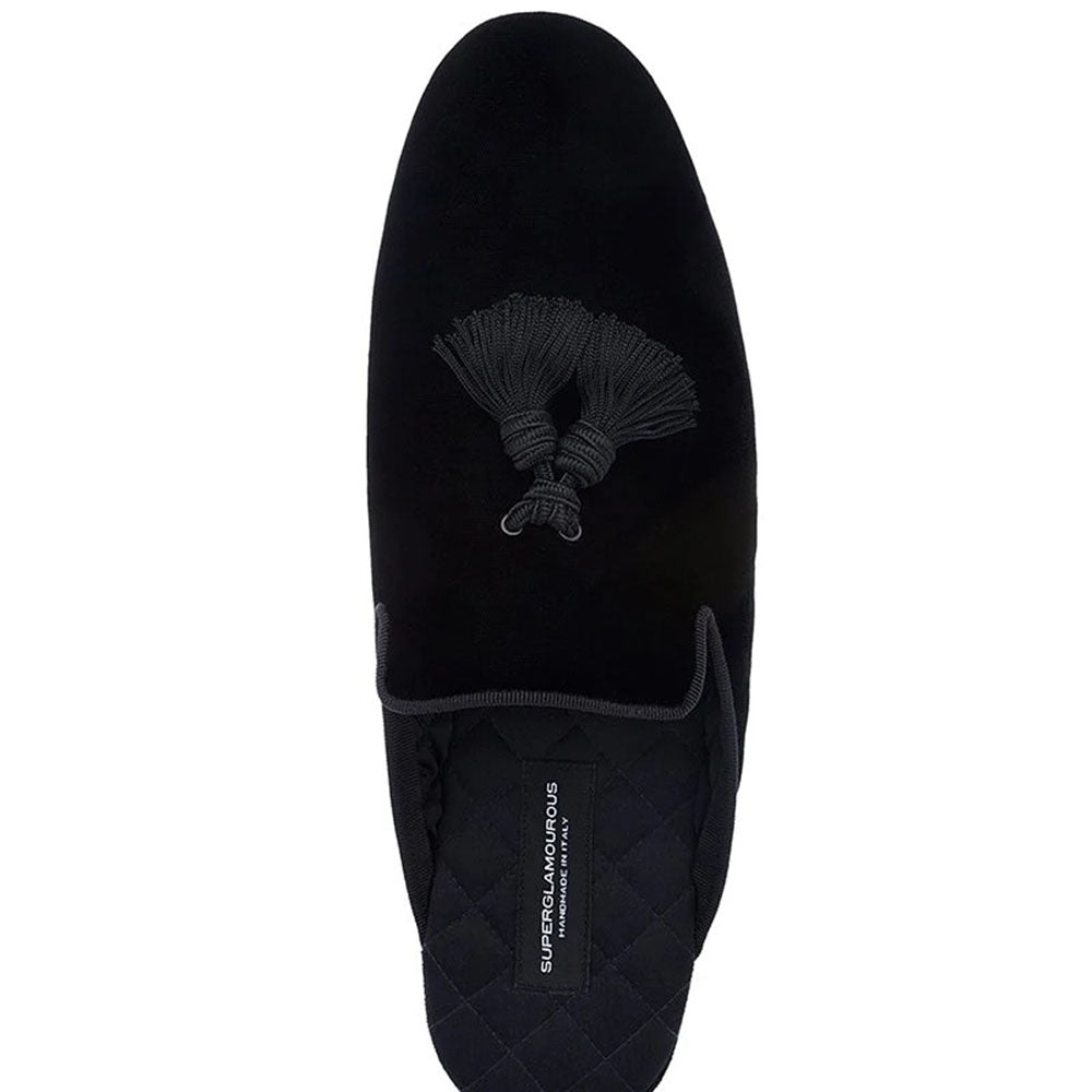 Superglamourous Louis Velour Lounge Slippers Black