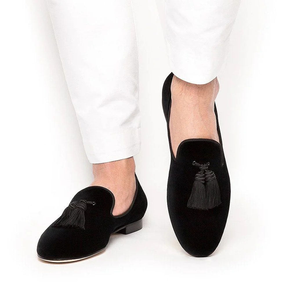Superglamourous Louis Velour Slippers Black