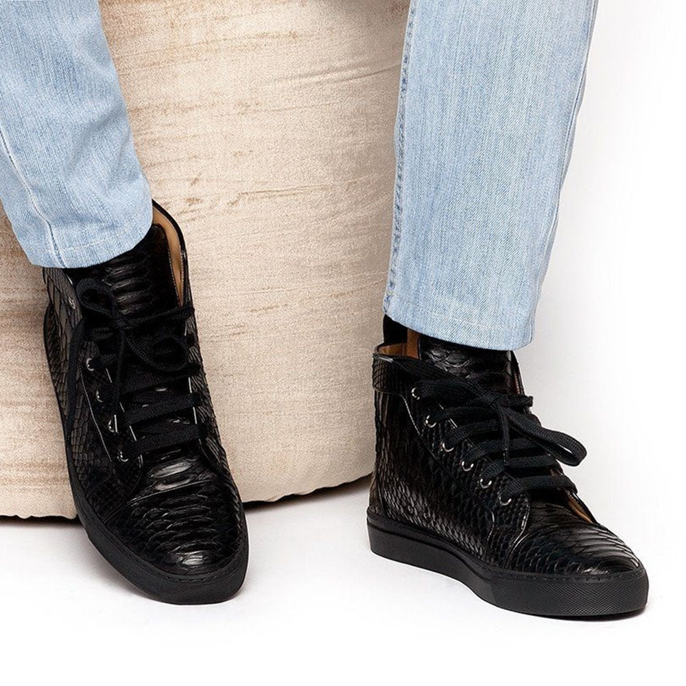 Superglamourous Maxime Python High Top Sneakers Black