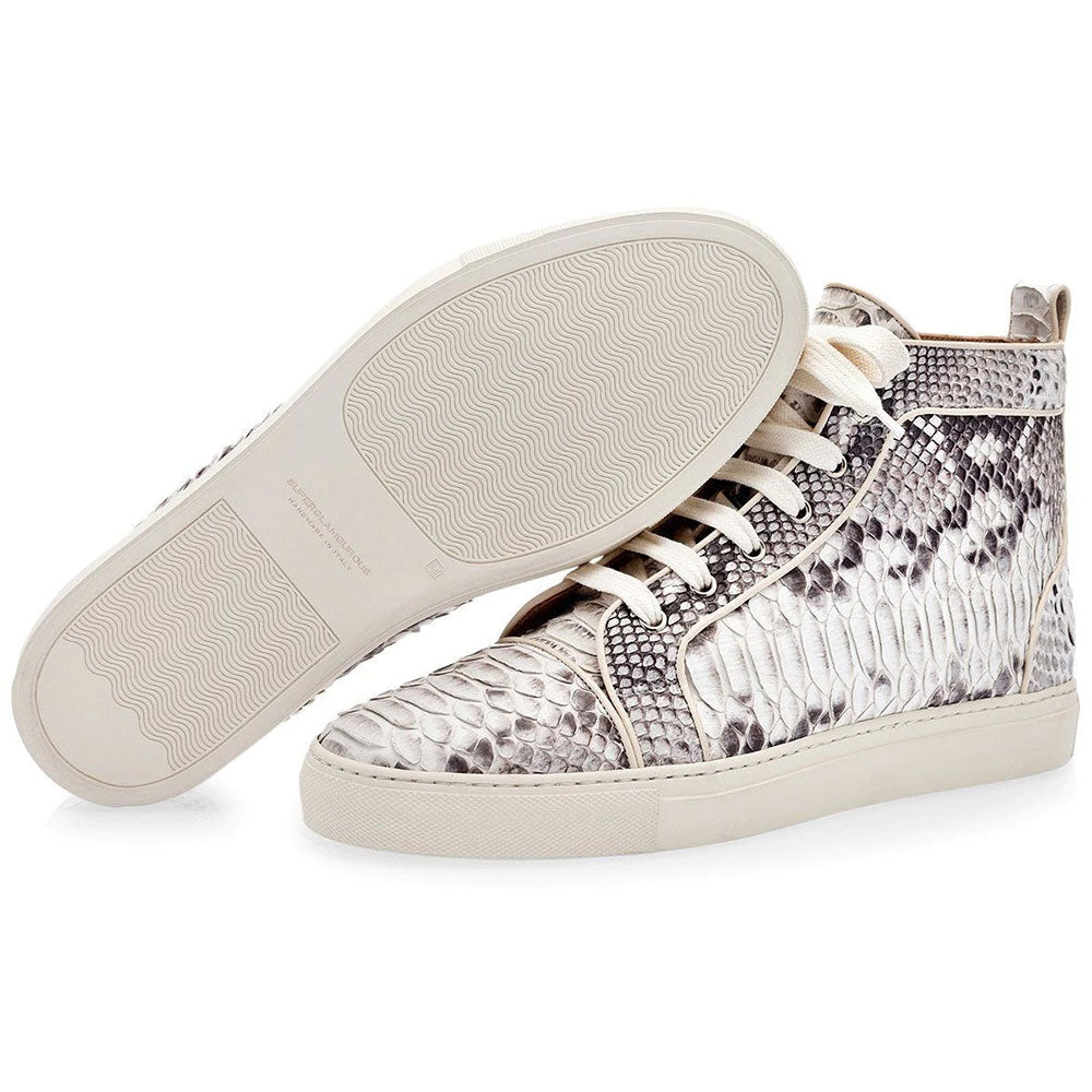 Superglamourous Maxime Python High Top Sneakers Stone
