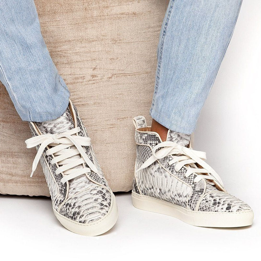 Superglamourous Maxime Python High Top Sneakers Stone