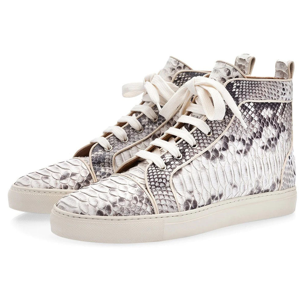 Superglamorous Maxime Python High Top Sneakers Stone