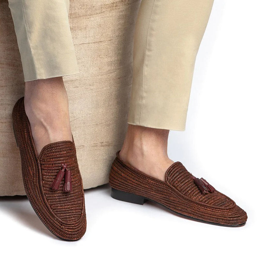 Superglamourous Melilla Rafia Loafers Brown