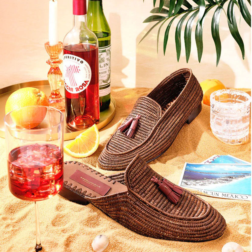 Superglamourous Melilla Rafia Loafers Brown
