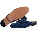 Superglamourous Melilla Rafia Mules Navy