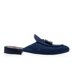 Superglamourous Melilla Rafia Mules Navy