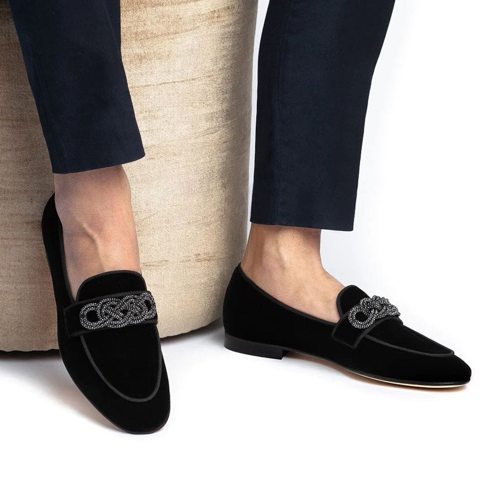 Superglamourous Morosino Velour Slippers Black