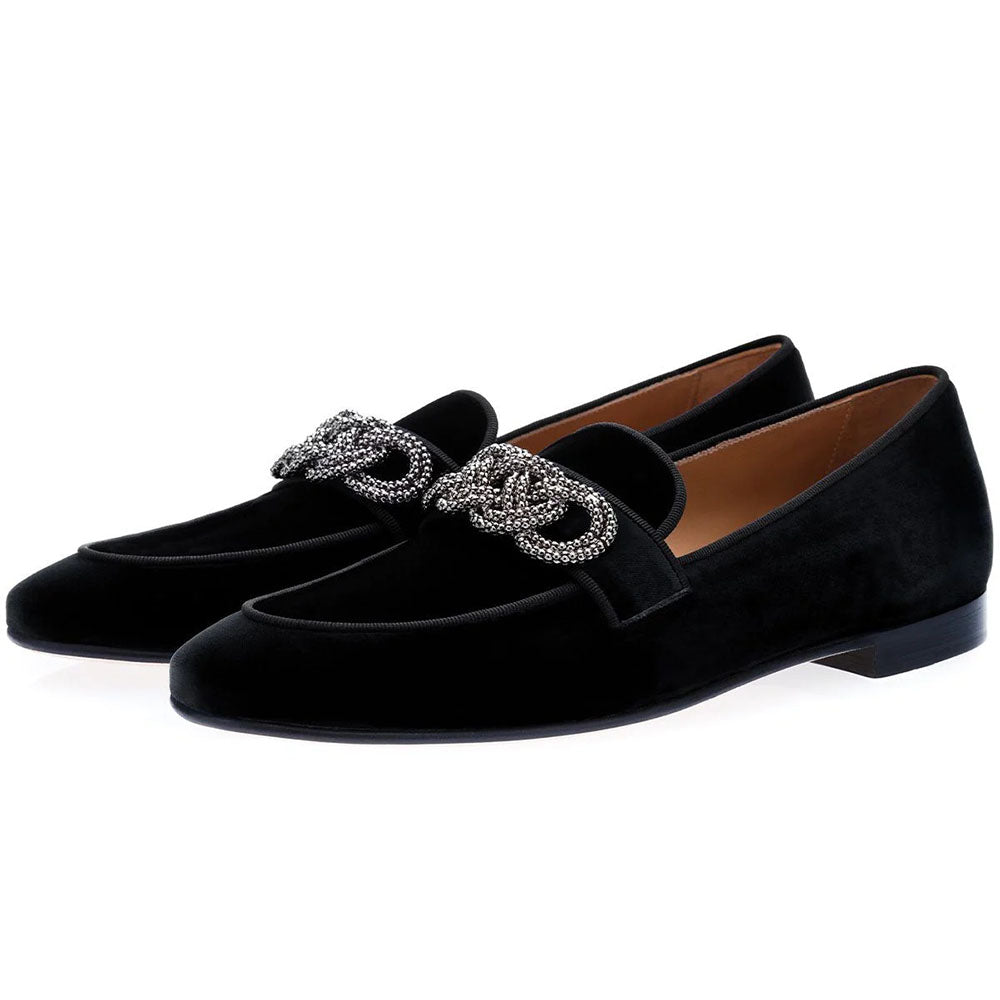 Superglamorous Morosino Velour Slippers Black