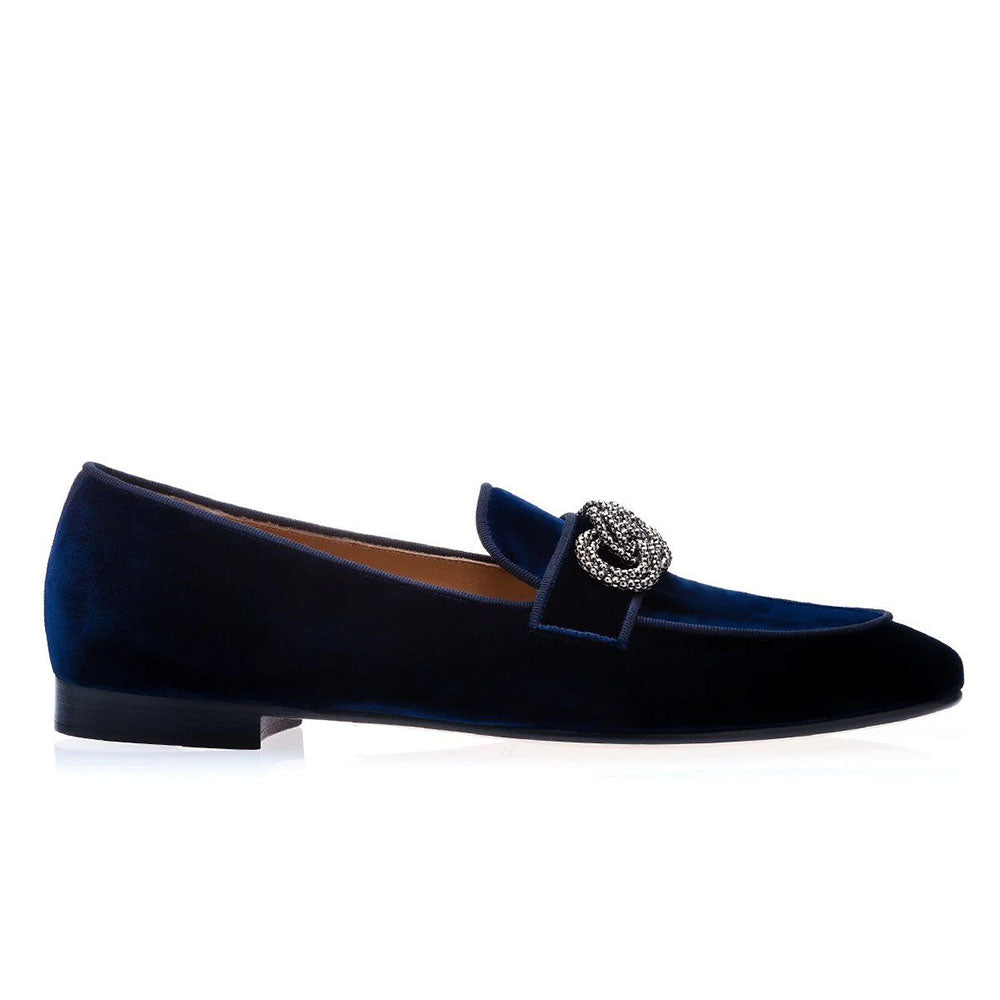 Superglamourous Morosino Velour Slippers Navy