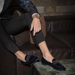 Superglamourous Morosino Velour Slippers Navy