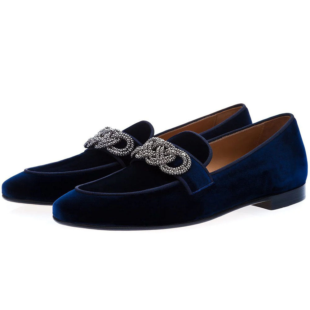 Superglamourous Morosino Velour Slippers Navy
