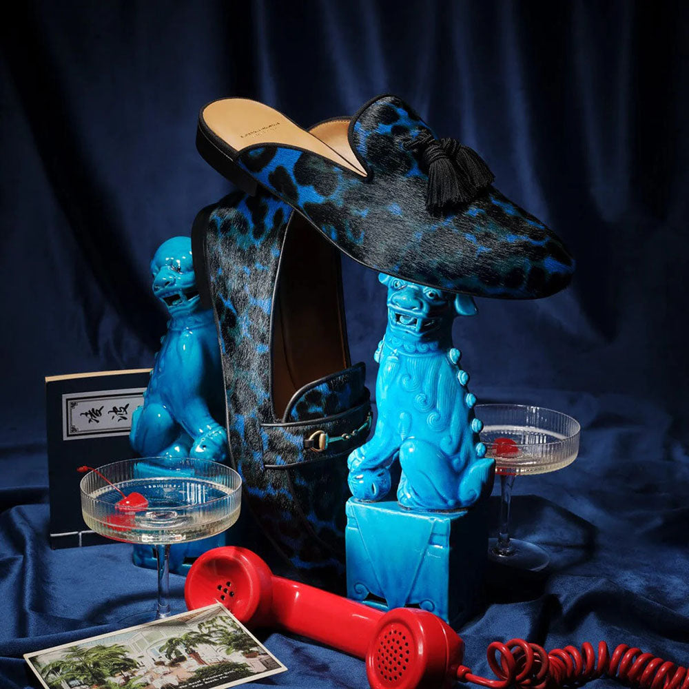 Superglamourous Morris Pony Ocean Slippers Blue / Black