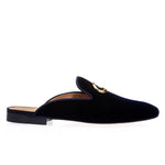 Superglamourous Olympia Velour Mules Navy