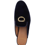 Superglamourous Olympia Velour Mules Navy