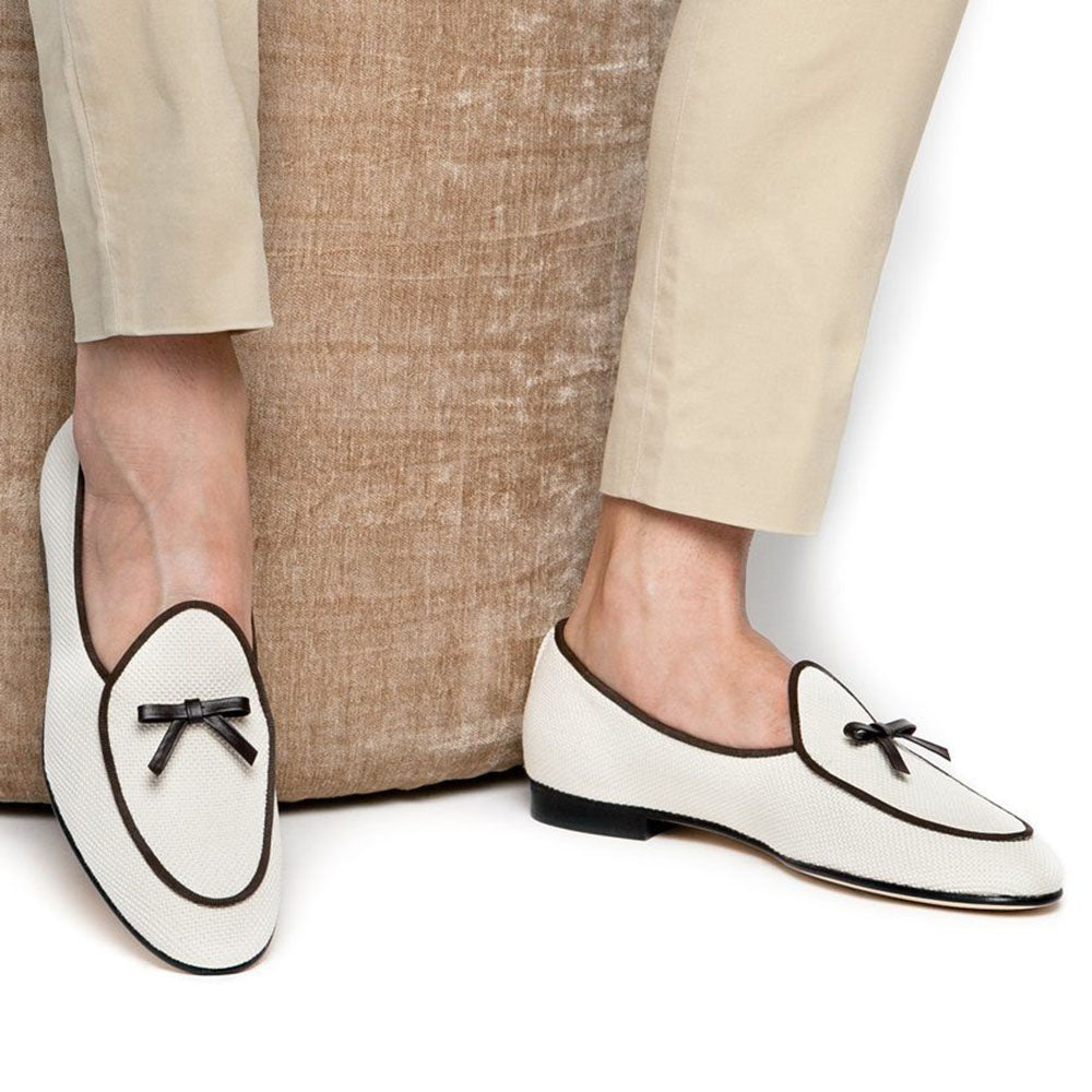 Superglamourous Tangerine 1 Rete Belgian Loafers White