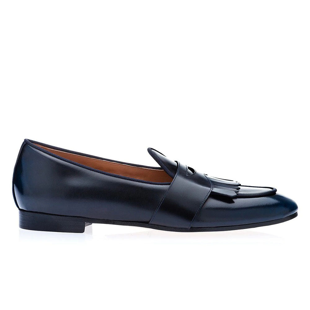 Superglamourous Tangerine 10 Cordovan Belgian Loafers Navy