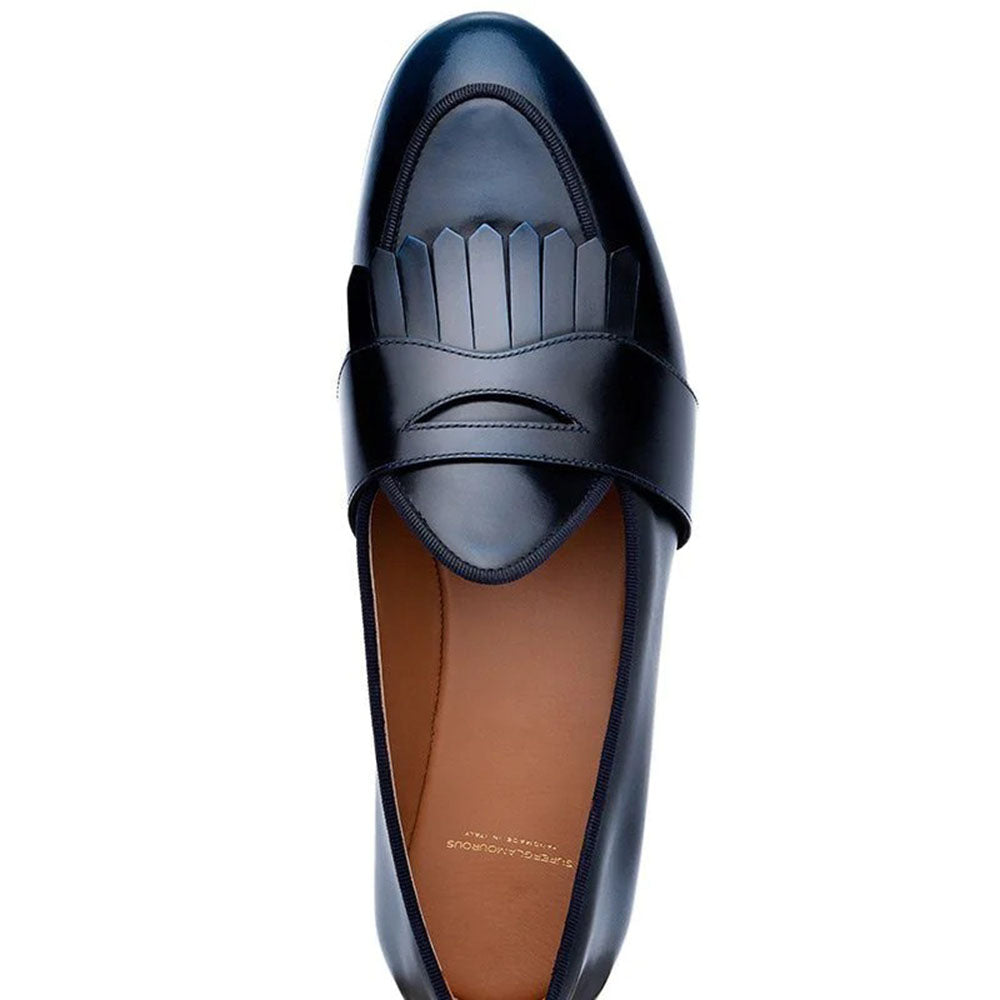 Superglamourous Tangerine 10 Cordovan Belgian Loafers Navy