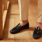 Superglamourous Tangerine 10 Cordovan Belgian Loafers Navy