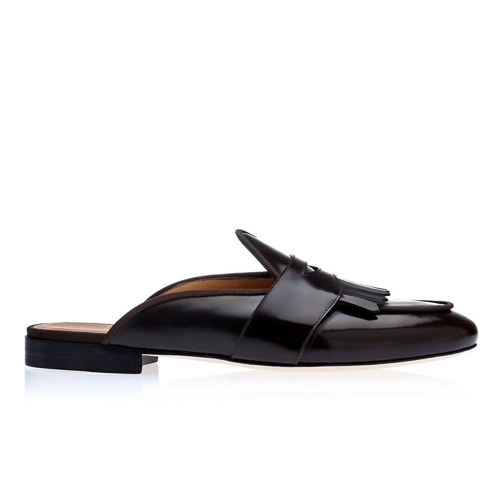 Superglamourous Tangerine 10 Cordovan Mules Cocoa