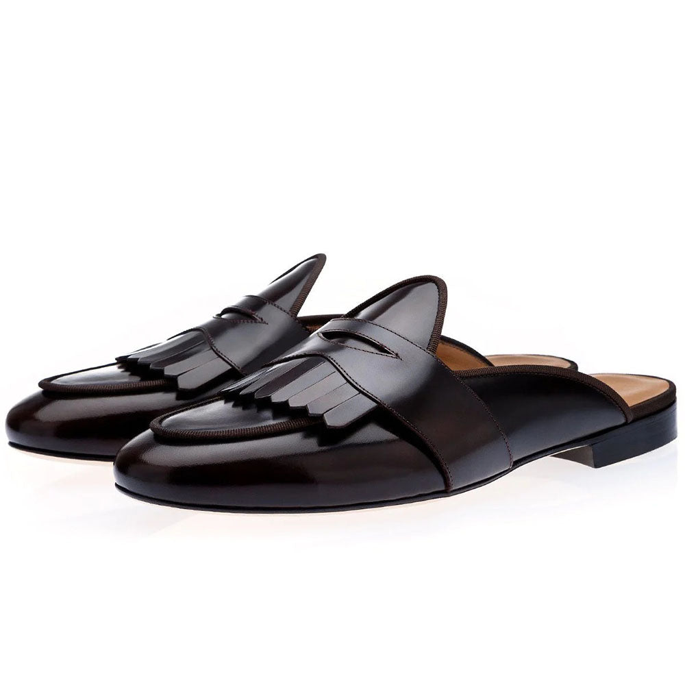 Superglamorous Tangerine 10 Cordovan Mules Cocoa
