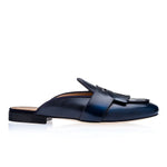 Superglamourous Tangerine 10 Cordovan Mules Navy