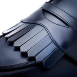 Superglamourous Tangerine 10 Cordovan Mules Navy