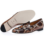 Superglamourous Tangerine 10 Python Belgian Loafers Saddle