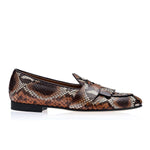 Superglamourous Tangerine 10 Python Belgian Loafers Saddle